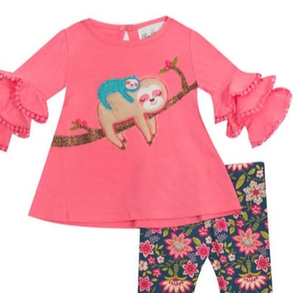 'RARE EDITIONS' TOP & PANTS SLOTH OUTFIT SET - Picture 13 of 16
